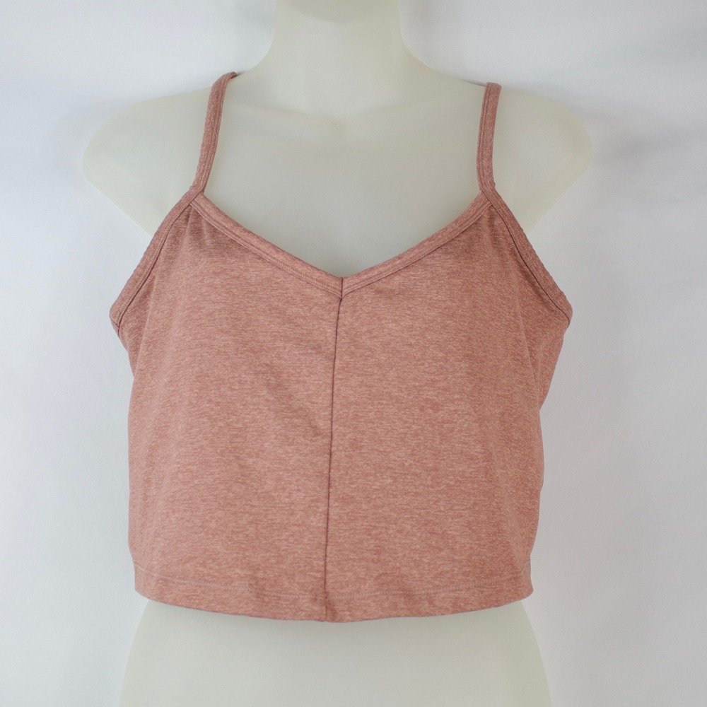 All In Motion Pink Heathered V-Neck Crop Active Tank Top Women's Size XXL